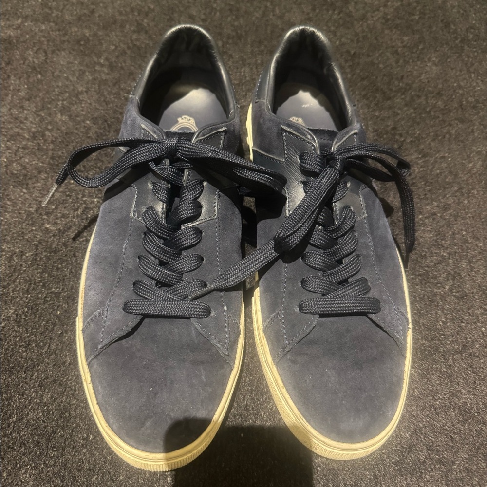 Tod's Navy Suede Low-Top Sneakers with Cream Sole